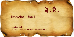 Mravko Ubul névjegykártya